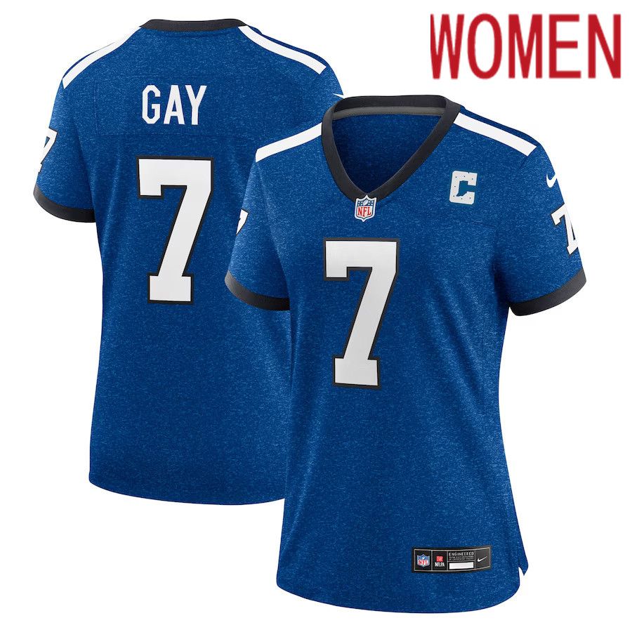 Women Indianapolis Colts 7 Matt Gay Nike Royal Indiana Nights Alternate Game NFL Jersey
